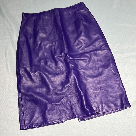 Vintage Firenze Santa Barbara genuine leather skirt Size 6 C26 - Picture 1 of 7